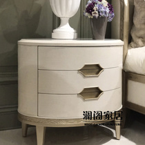 American light luxury solid wood retro bedside table French solid wood bedroom bedside cabinet Jane European locker Retro nostalgia