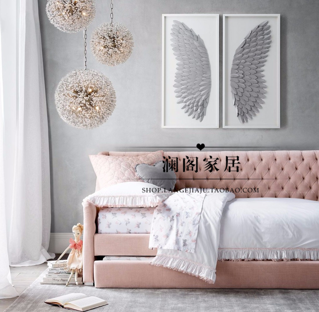 French Solid Wood Soft Bag Sofa Sofa Sofa Bed Solid Wood Retro Sofa Bed