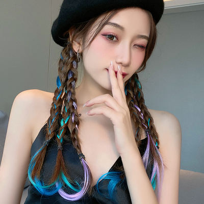 Xu Lu's same style hair accessory: gradient ribbon braided hair, stylish dyed wig, hair clip braided hair band, hip-hop and cool, dreadlocks trendy