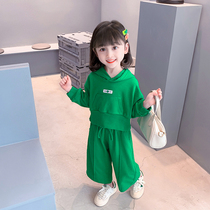 Girl Suit Spring Dress 2024 New Ocean Gas Baby Nets Red Trendy Clothes Children Spring Autumn Season Fried Street Two Sets