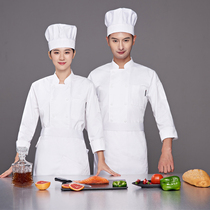 Chef clothes Long sleeve hotel chef work clothes men autumn pure white pure black back kitchen work clothes fattening women
