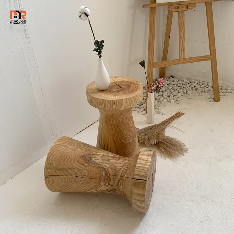 Solid Wood Mpier Tree Stumps Stool Round Bench Log Tree Pier Base Clothing Shop With Bench Root Carved Round Mound Tea Table Hem-Taobao