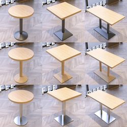 Multi-Layer Solid Wood Dining Table, Small Round Table for Milk Tea Shop, Rectangular Table for Cafe, Restaurant, Snack Bar, Fast Food Restaurant, Table and Chair Set