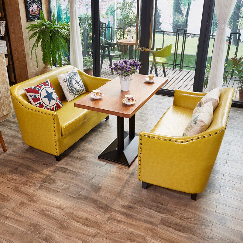 Modern minimalist leather sofa ktv private room clearing bar card seat milk tea cafe hot pot restaurant restaurant table and chair combination