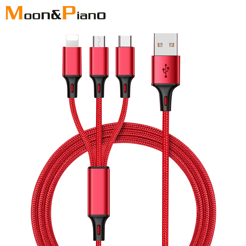 Three-in-one data cable usb Android Type-c universal mobile phone charging cable 2A multi-functional durable wire