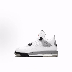 Air Jordan 4 Retro White Cement Leather Mid-Top Children's Basketball Shoes Unisex
