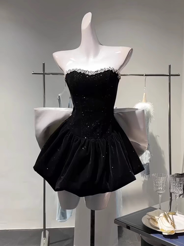 Birthday Party Mini Dress Classy Accessible Luxury Niche Princess Tutu Skirt Bow Tube Top Velvet Dress