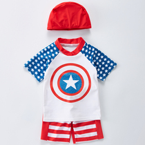 2021 Childrens Swimsuit Korea Tide Van Cool America Captain Boy Sparing Handsome Seaside Surf Suit Diving Beach