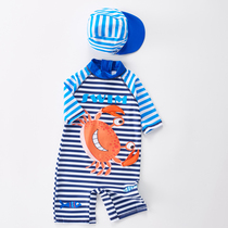 Boys swimsuit cute baby quick-drying sunscreen childs one-piece swimming trunks hairy crab surfing hot spring diving suit