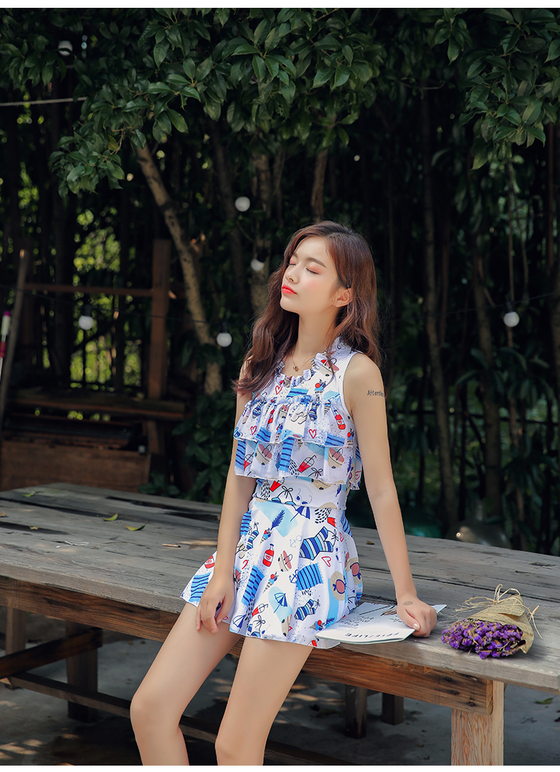 Áo tắm nữ bảo thủ một mảnh kiểu váy bụng giảm béo cho nữ sinh viên Hàn Quốc 2019 mới tụ tập áo tắm nữ mùa xuân nóng bỏng - Bộ đồ bơi One Piece quần áo bơi liền thân