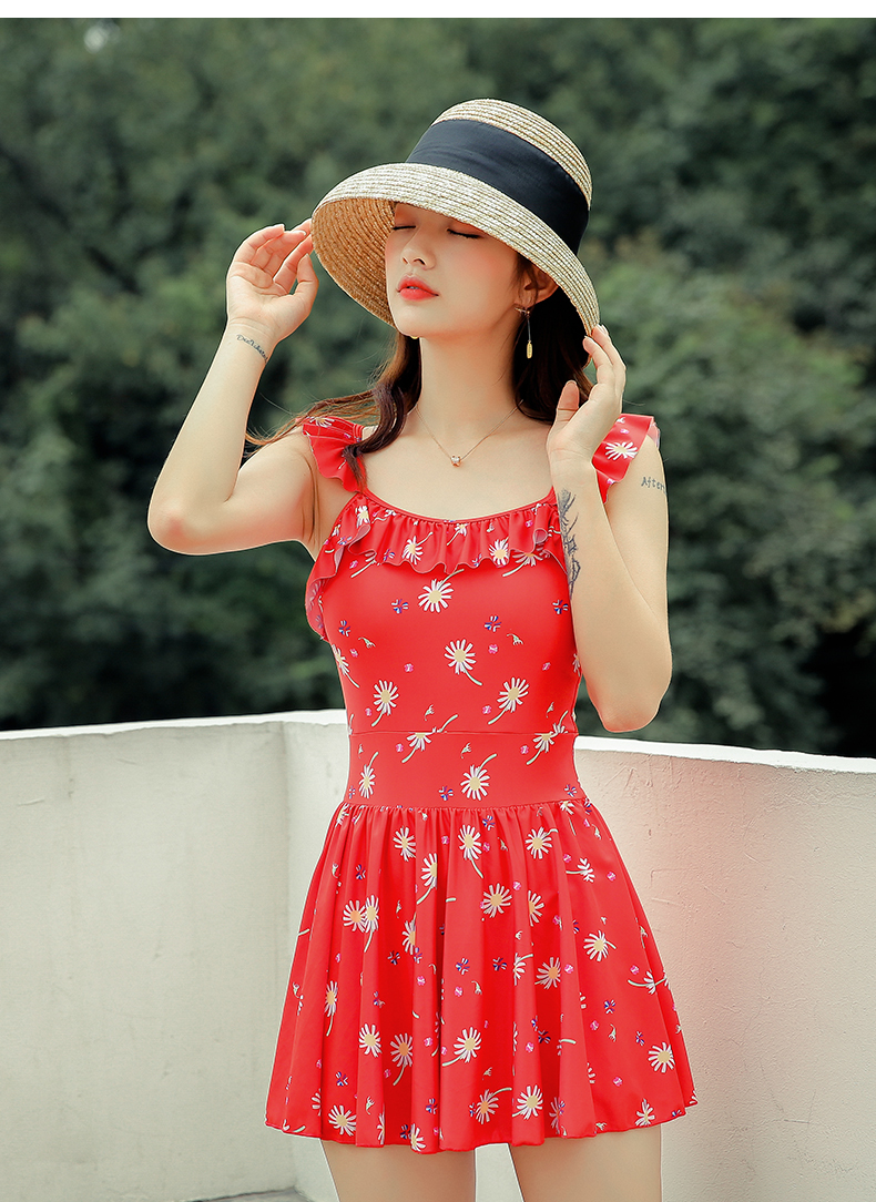 Áo tắm nữ bảo thủ giảm béo bụng gợi cảm cho nữ sinh viên Hàn Quốc Váy một mảnh hot xuân 2019 mới đồ bơi cỡ lớn - Bộ đồ bơi One Piece bộ đồ bơi nữ liền thân	