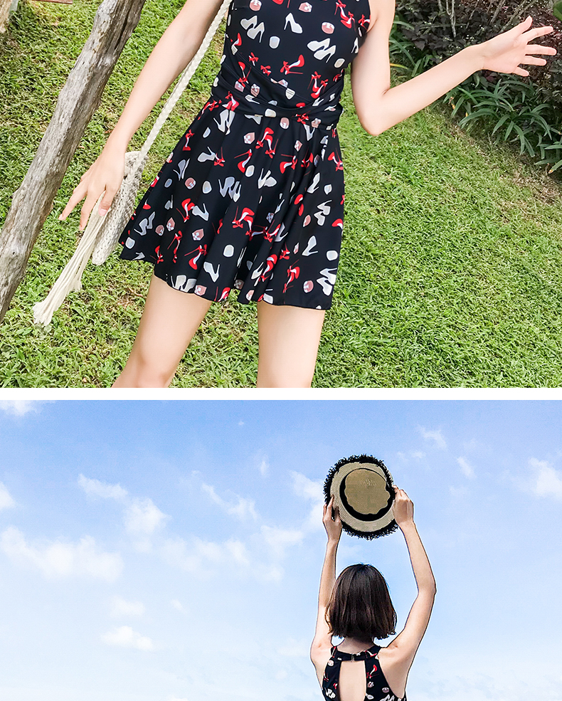 Đồ bơi một mảnh, bảo thủ, thon gọn, váy thon, góc phẳng, bụng, ngực nhỏ, sinh viên Hàn Quốc, áo tắm suối nước nóng - Bộ đồ bơi One Piece đồ bơi nữ 1 mảnh