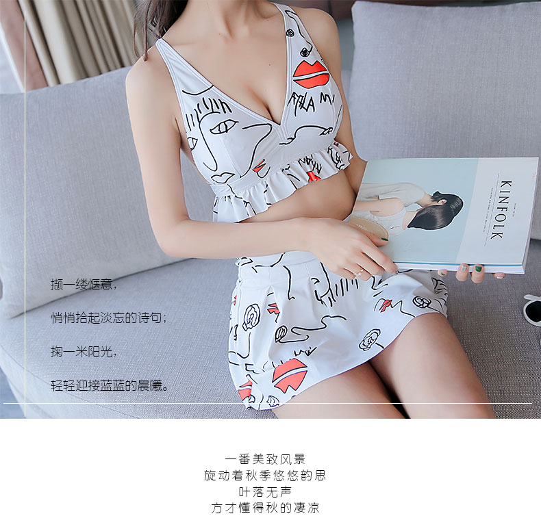 Áo tắm nữ ngực nhỏ thu thập bảo thủ chia bụng giảm béo tươi Hàn Quốc sinh viên eo cao váy tắm nước nóng mùa xuân - Bộ đồ bơi hai mảnh áo tắm 2 mảnh cạp cao	