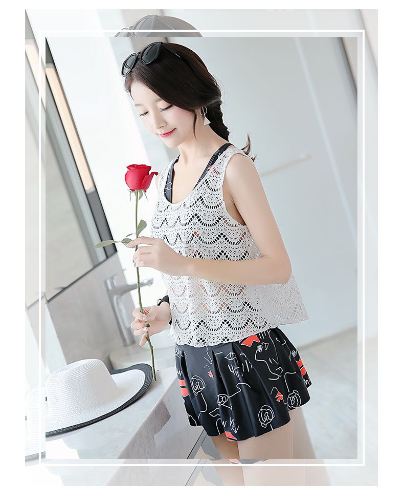 Áo tắm nữ ngực nhỏ thu thập bảo thủ chia bụng giảm béo tươi Hàn Quốc sinh viên eo cao váy tắm nước nóng mùa xuân - Bộ đồ bơi hai mảnh áo tắm 2 mảnh cạp cao	