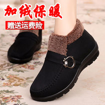 Winter big cotton shoes women Beijing old cloth shoes womens shoes old warm shoes grandma flat bottom soft bottom plus velvet a pedal winter