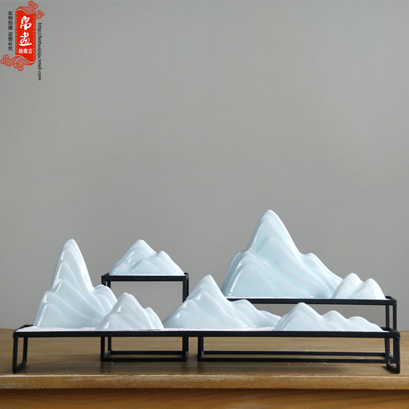 New Chinese style false hillshade furnishing articles dry landscape creative zen ceramic snow mountain soft adornment hotel example room decoration