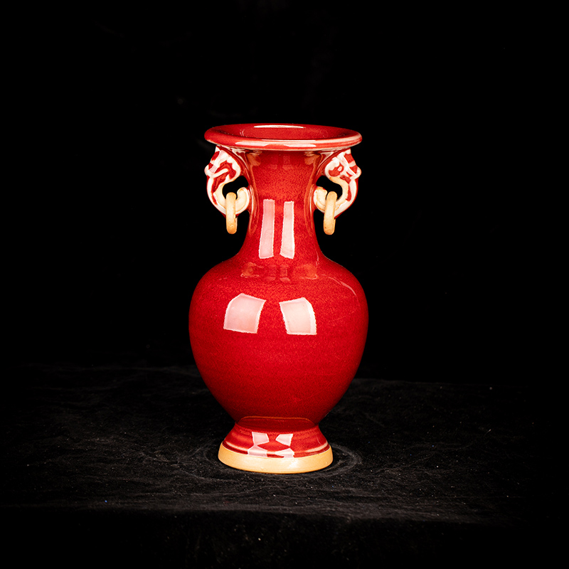 Chinese style restoring ancient ways of jun porcelain up rich ancient frame small jingdezhen ceramic vase furnishing articles, the sitting room porch decorate red