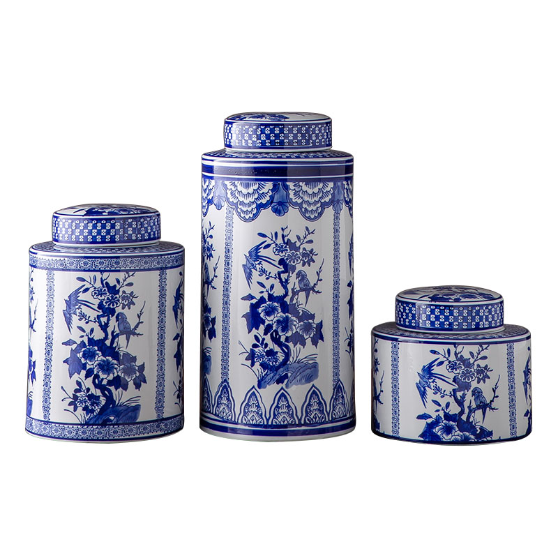 Ceramic furnishing articles creative home sitting room adornment office desktop wine ark, of blue and white porcelain decoration household storage jar