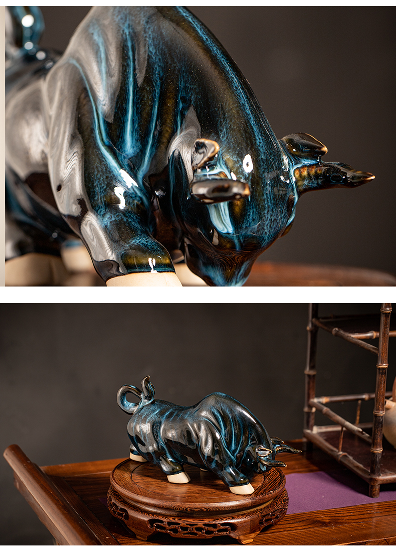 Ceramic boss table decoration ox ox furnishing articles Ceramic office decoration company in the opened the gift