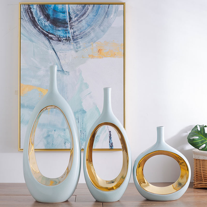 Jingdezhen ceramic vase furnishing articles Nordic home living room table creative I and contracted dry flower arranging flowers adornment