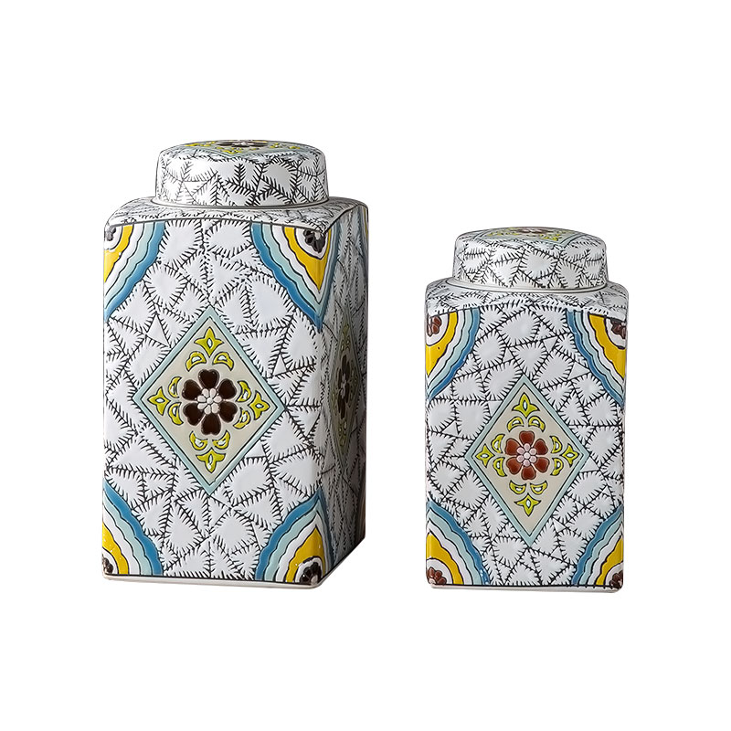 Jingdezhen ceramic furnishing articles I household storage tank with cover large sitting room to receive tank decoration soft adornment is placed