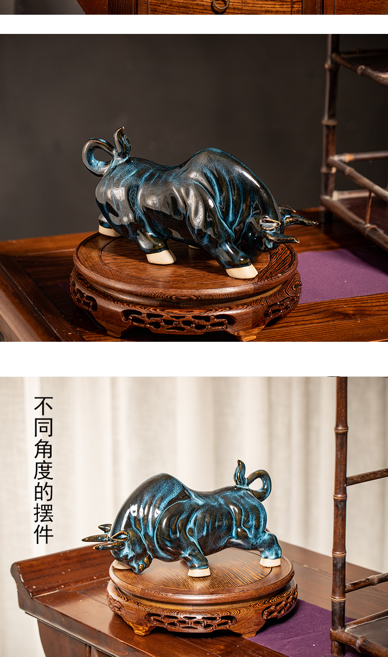 Ceramic boss table decoration ox ox furnishing articles Ceramic office decoration company in the opened the gift