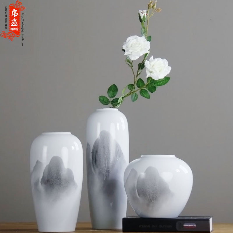 Ceramic Vase Modern Minimalist Home Dry Flower Decoration New Chinese Flower Flower Ware Floral Living Room TV Cabinet Hem