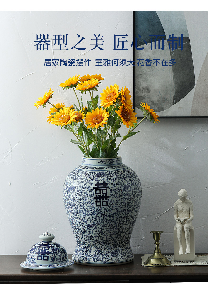 General happy character canister to antique antique porcelain jingdezhen ceramics happy character cover General can happy character as cans ceramic pot