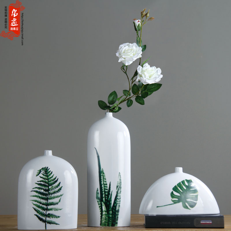 Green ceramic bottle clear fresh Air China flower furniture accessories flower implement bottle furnishing articles furnishing articles ceramic flower example room