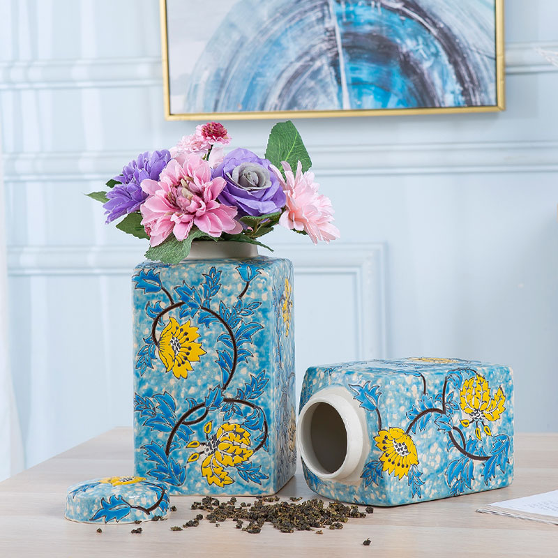 Jingdezhen ceramic pot storage tank TV ark, creative office furnishing articles of new Chinese style home sitting room adornment