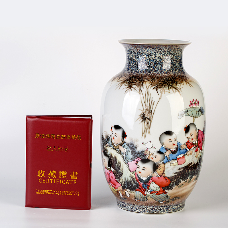 Jingdezhen ceramics guanyao Chinese style household large blue and white porcelain vase archaize sitting room TV ark, furnishing articles