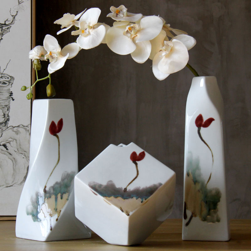 Ceramics creative irregular freehand brushwork in traditional Chinese ink painting ceramic flower show home decoration porcelain furnishing articles