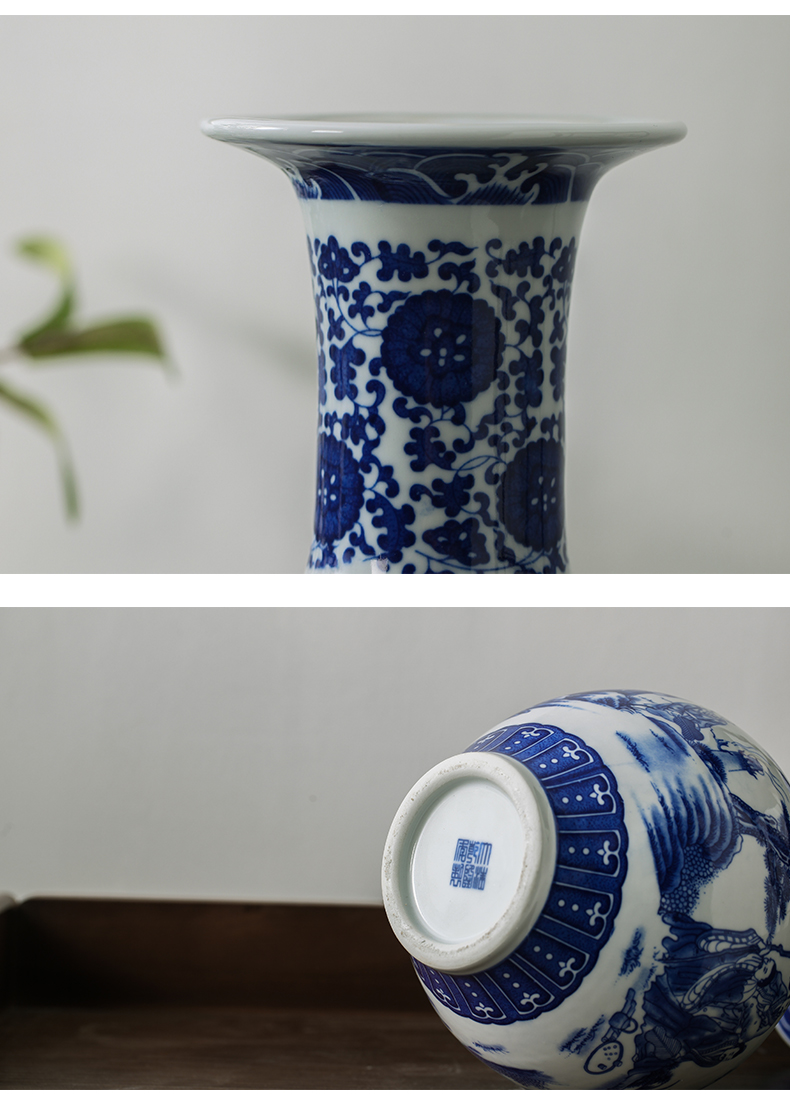 Jingdezhen ceramics modern new Chinese antique blue and white porcelain vases, flower arrangement home sitting room adornment is placed