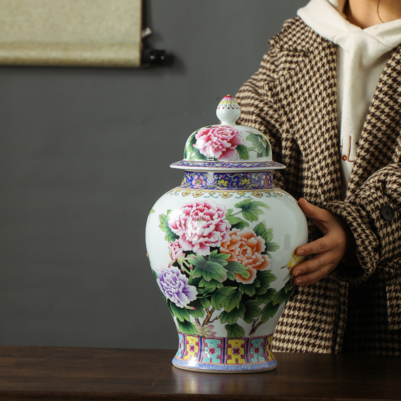 Jingdezhen ceramics storage tank general tea pot Chinese style household adornment of the sitting room TV ark, furnishing articles