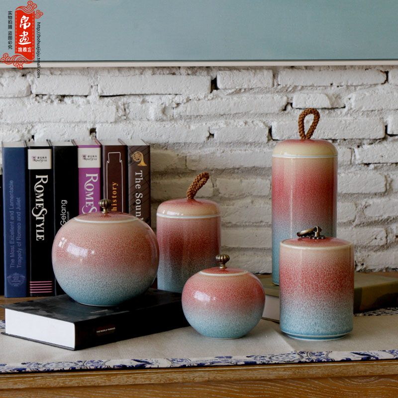 Jingdezhen up checking pink pu 'er tea tea pot many goods storage box ceramic tea pot