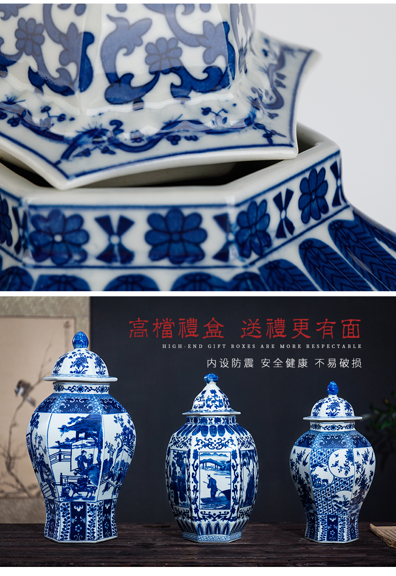Chinese style decorates furnishing articles ceramic antique blue and white porcelain vase sitting room ark adornment furnishing articles version into living room