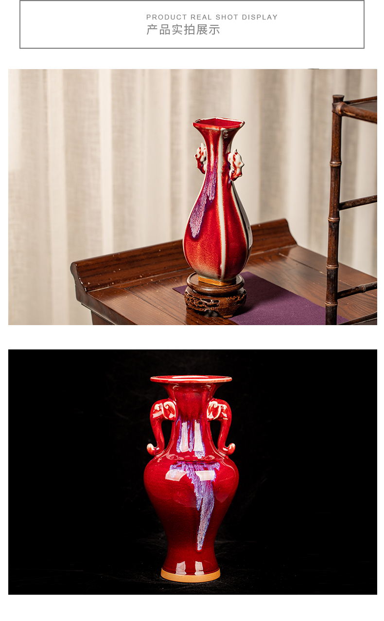 Chinese style restoring ancient ways of jun porcelain up rich ancient frame small jingdezhen ceramic vase furnishing articles, the sitting room porch decorate red