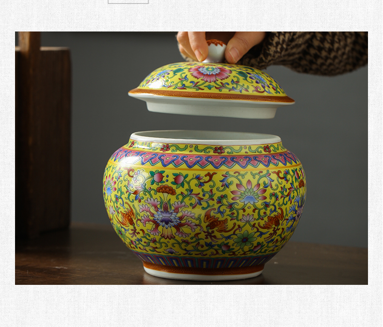 Jingdezhen ceramic hand - made pastel caddy fixings ceramic jar with cover household receives hand - made of pastel caddy fixings