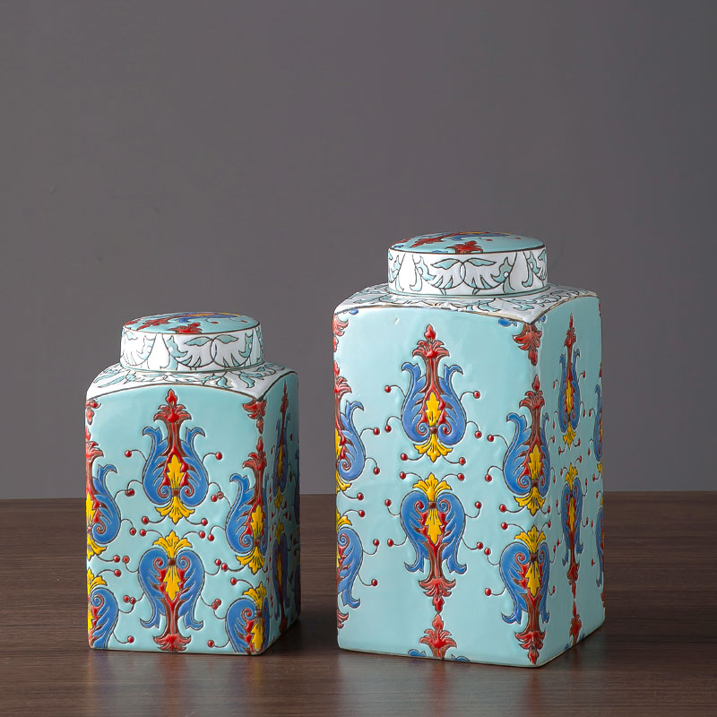 Jingdezhen ceramic pot storage tank TV ark, creative office furnishing articles of new Chinese style home sitting room adornment