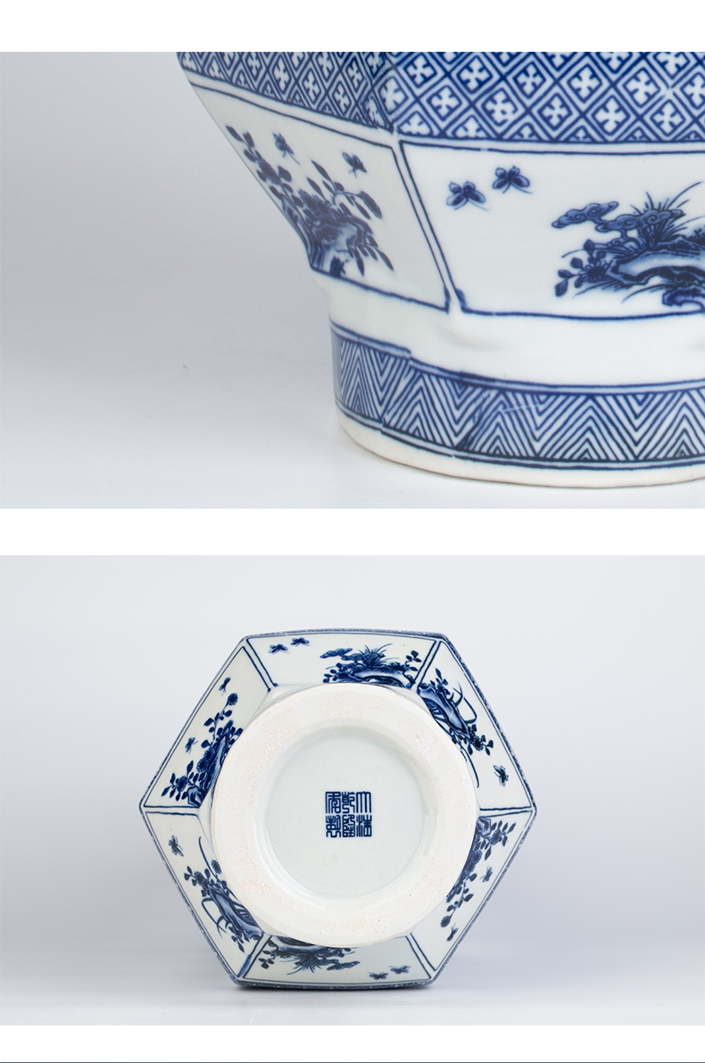 Jingdezhen ceramics six - party furnishing articles TV ark, blue and white vase flower arranging the sitting room porch rich ancient frame soft outfit decoration