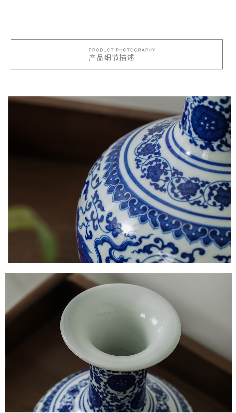 Blue and white porcelain of jingdezhen ceramics bound branch ceramic vase furnishing articles sitting room of Chinese style of Blue and white porcelain home decoration