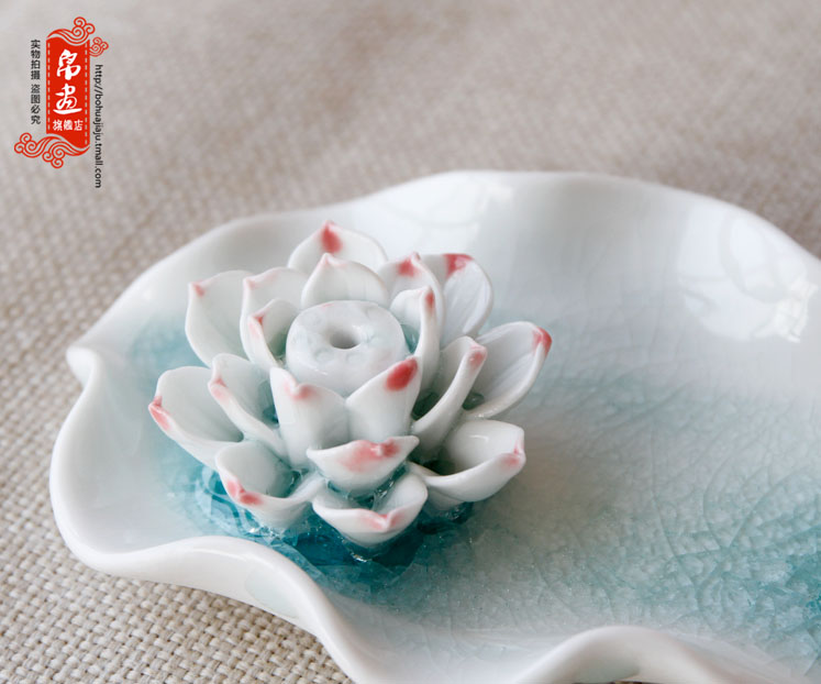 Jingdezhen manual clay joss stick inserted deep TaoXiang meddling in the special - shaped peony incense inserted