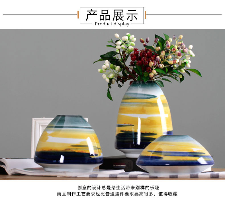 Home sitting room receptacle furnishing articles modern flower implement decoration in jingdezhen ceramic flower flower knot wedding made stripe