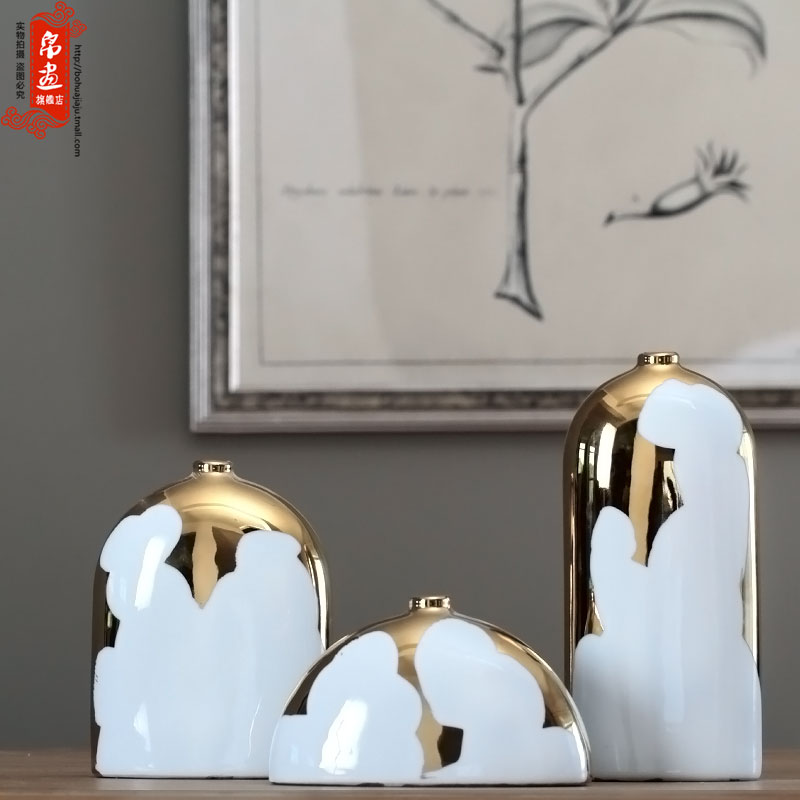 Jingdezhen ceramic checking gold - plated flower household act the role ofing is tasted furnishing articles flower arranging TV ark, decoration decoration