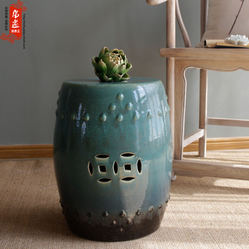 Jingdezhen new Chinese style villa hotel ceramic decoration drum who between example pier sit mound in shoes who toilet who