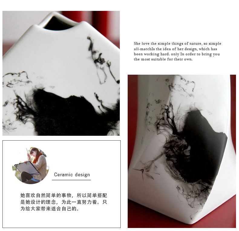 Ceramics creative irregular freehand brushwork in traditional Chinese ink painting ceramic flower show home decoration porcelain furnishing articles