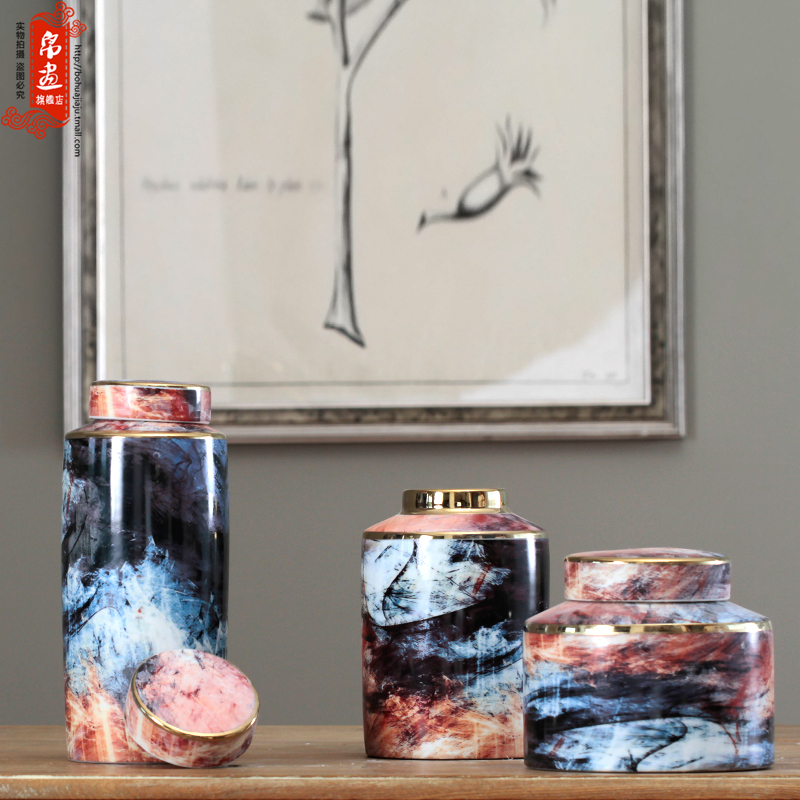 I and contracted American retro creative painting home TV ark, porch ceramic flower arranging soft adornment porcelain pot