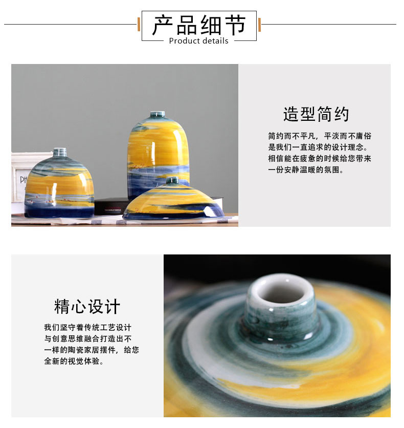 Home sitting room receptacle furnishing articles modern flower implement decoration in jingdezhen ceramic flower flower knot wedding made stripe