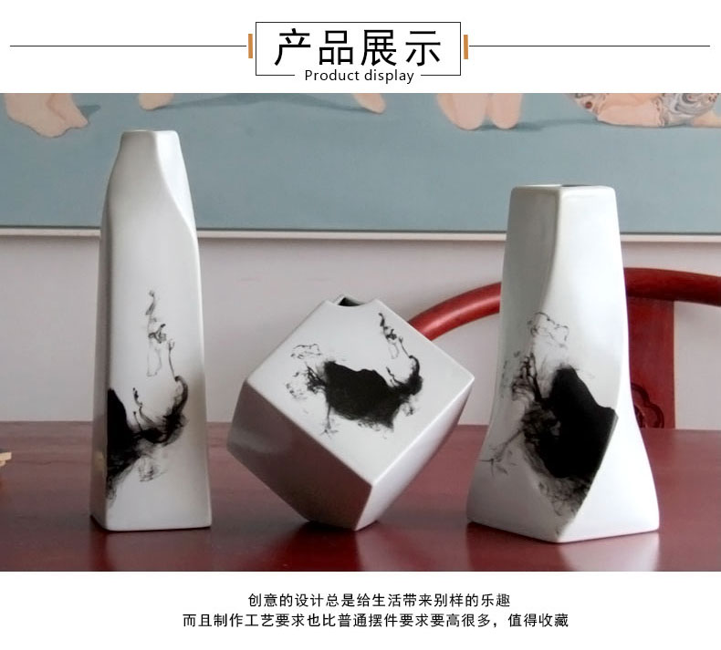 Ceramics creative irregular freehand brushwork in traditional Chinese ink painting ceramic flower show home decoration porcelain furnishing articles