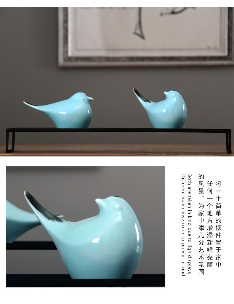 Jingdezhen ceramic furnishing articles, lovely birds of new Chinese style household modern creative example room living room TV cabinet decoration